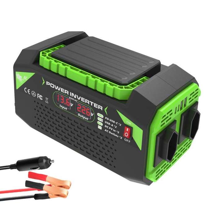 Gurxun Car Pure Sine Wave Inverter Dual AC Sockets + 2 USB + 2 Type-C Ports Outdoor Car Power Con...