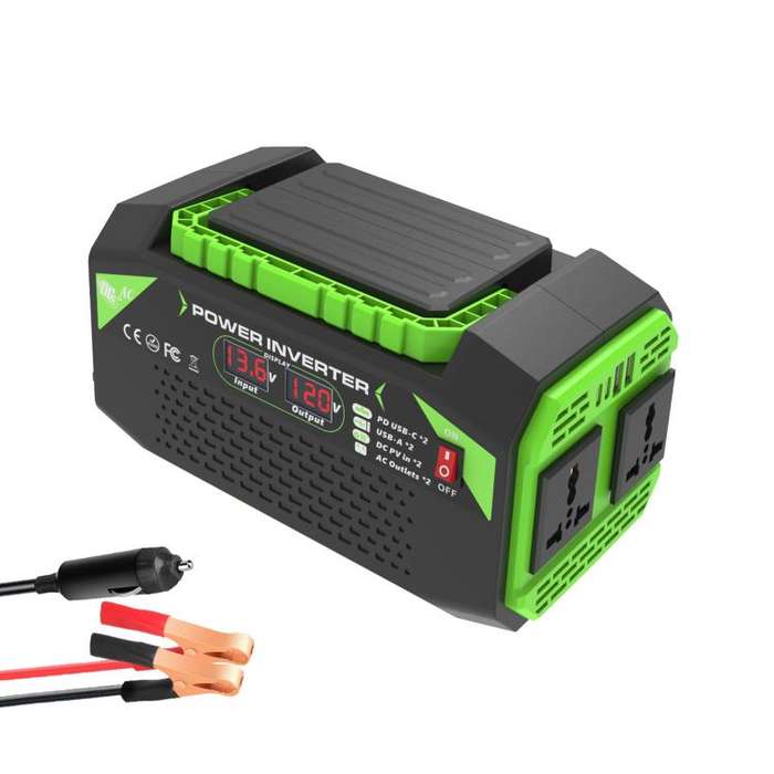 Gurxun Car Pure Sine Wave Inverter Dual AC Sockets + 2 USB + 2 Type-C Ports Outdoor Car Power Con...