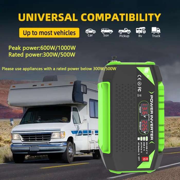 Gurxun Car Pure Sine Wave Inverter Dual AC Sockets + 2 USB + 2 Type-C Ports Outdoor Car Power Con...