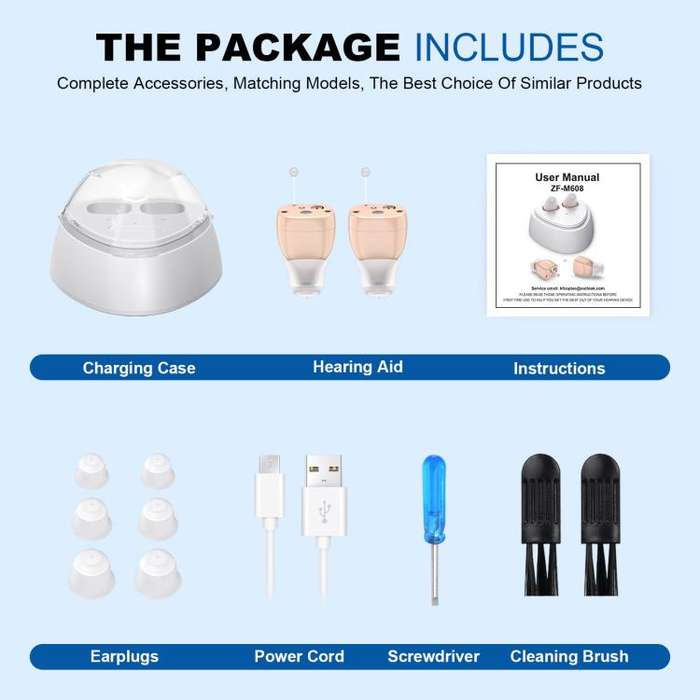 Ultra-Compact In-Ear Invisible Hearing Amplifier With Charging Case For Elderly(Skin Color+Black ...