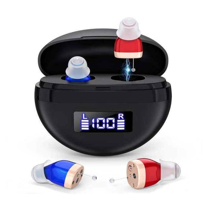 Hearing Aids With Digital Display Charging Case Noise Cancelling Invisible In-Ear Sound Amplifier...