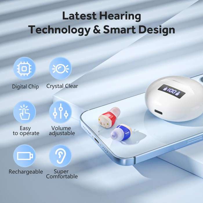 Hearing Aids With Digital Display Charging Case Noise Cancelling Invisible In-Ear Sound Amplifier...