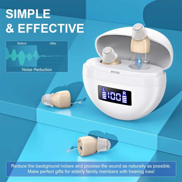 Hearing Aids With Digital Display Charging Case Noise Cancelling Invisible In-Ear Sound Amplifier...