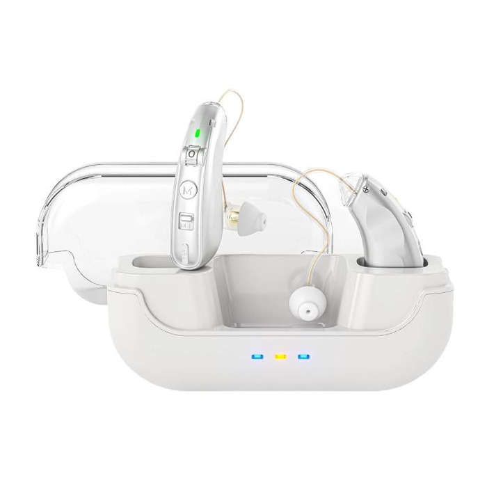 Behind-The-Ear Hearing Aids With Charging Case Smart Noise Cancelling & No Feedback Whistling(Sil...