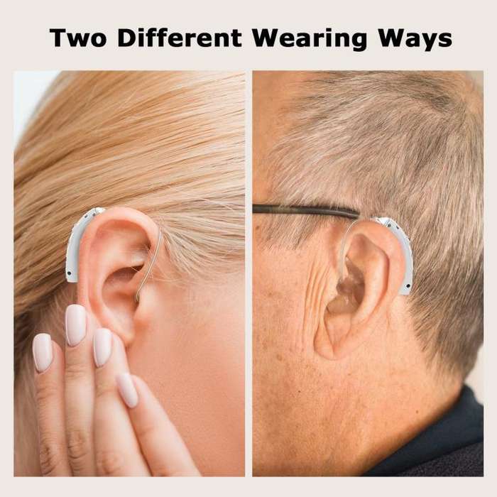 Behind-The-Ear Hearing Aids With Charging Case Smart Noise Cancelling & No Feedback Whistling(Sil...