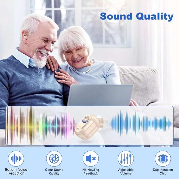 Invisible In-Ear Hearing Aids with Charging Case & Digital Display Noise Cancelling Feedback-Free...