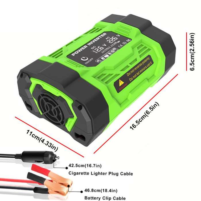 Gurxun Modified Wave Inverter With 18W Solar Panel + 30A Controller Dual Socket + 2 USB + 2 Type-...