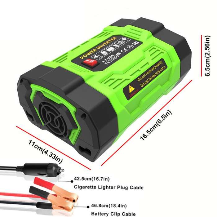 Gurxun 200W Modified Wave Inverter With 18W Solar Panel + 30A Controller Dual Socket + 2 USB + 2 ...