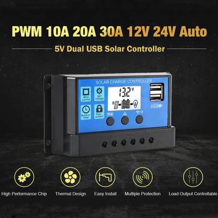 Gurxun 200W Modified Wave Inverter With 18W Solar Panel + 30A Controller Dual Socket + 2 USB + 2 ...