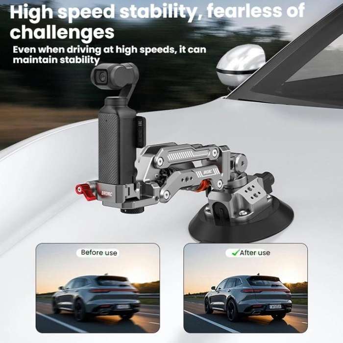 For DJI OSMO POCKET 3 BRDRC Car Suction Cup Expansion Fixed Clip Shock Absorber Bracket(PO3016)