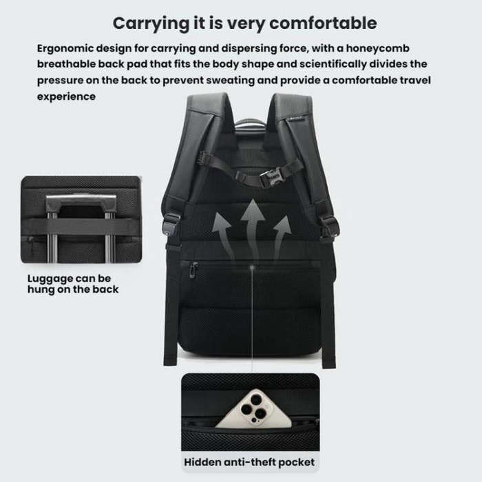 BANGE BG-3078 Business Commuting Large Capacity Backpack Computer Pack(Grey)