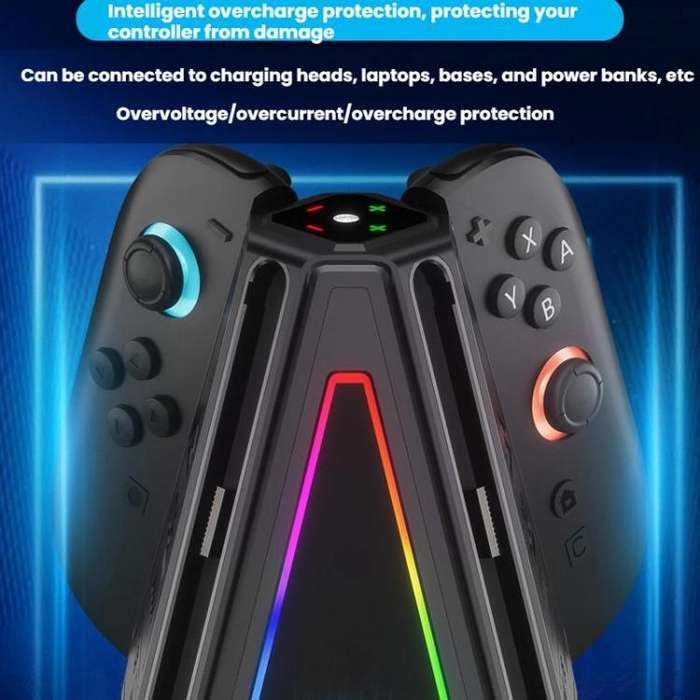 For Nintendo Switch 2 Joy-Con Controllers 4 In 1 Triangular Charging Base With RGB Light(White)