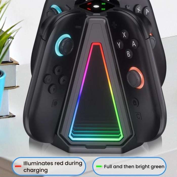 For Nintendo Switch 2 Joy-Con Controllers 4 In 1 Triangular Charging Base With RGB Light(White)