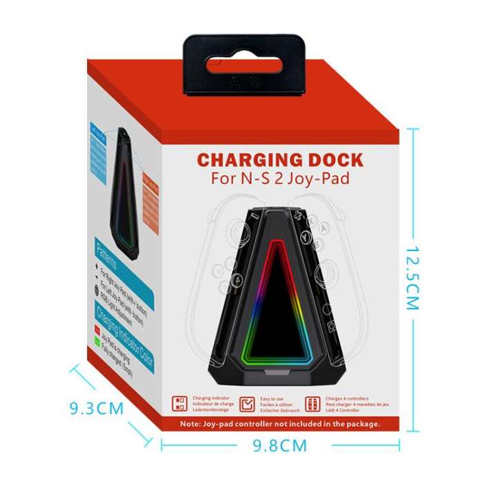 For Nintendo Switch 2 Joy-Con Controllers 4 In 1 Triangular Charging Base With RGB Light(White)
