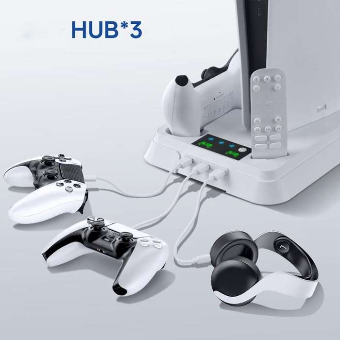 For PS5 Pro / PS5 Slim / PS5 Multifunctional Cooling Base With Dual Handle Charging Dock, Style: ...