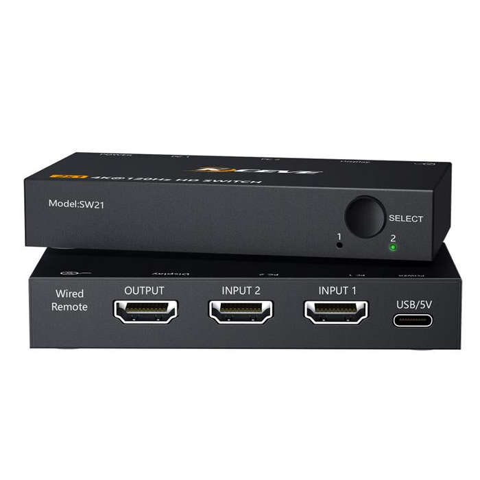 KCEVE SW21 2 In 1 Out HDMI Two-Way Switch 8K 60Hz HD Computer TV Video Splitter