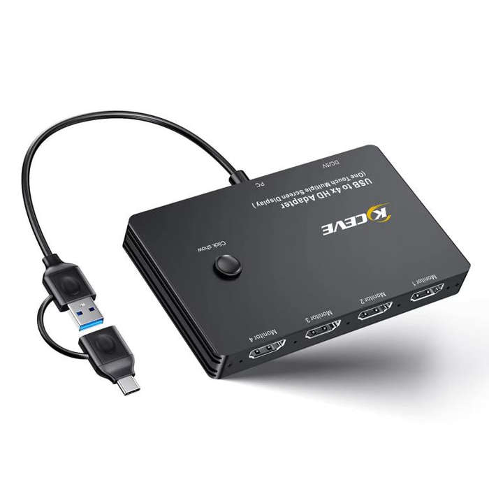 KCEVE MSTH14 USB / Type-C To 4 HDMI Port Adapter KVM Switch