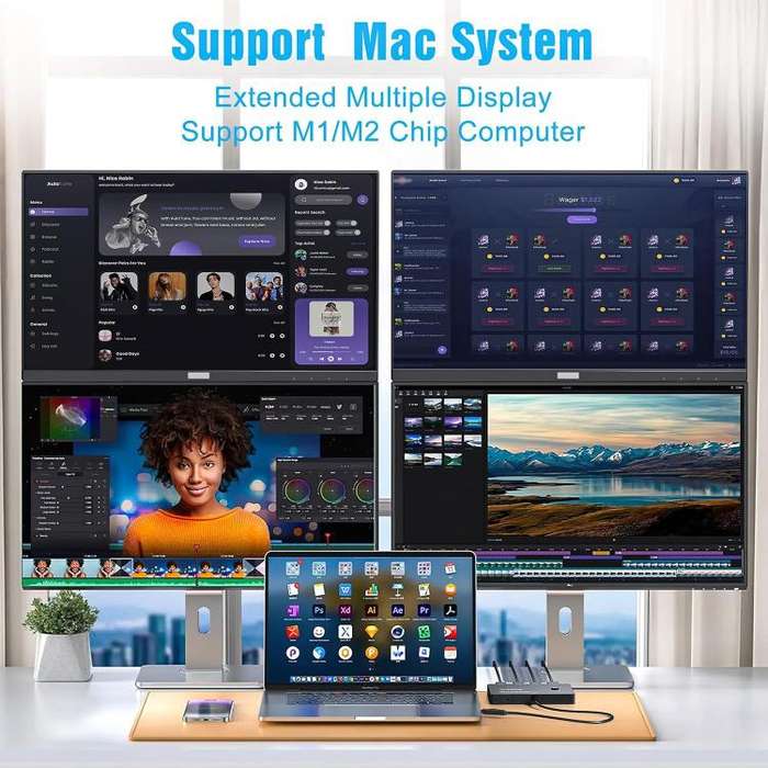 KCEVE MSTH14 USB / Type-C To 4 HDMI Port Adapter KVM Switch