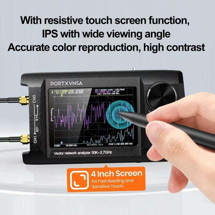 PORTXVNSA VNA-H4 Plus 4 inch IPS Screen Portable Handheld Vector Antenna Analyzer MF HF VHF UHF, ...