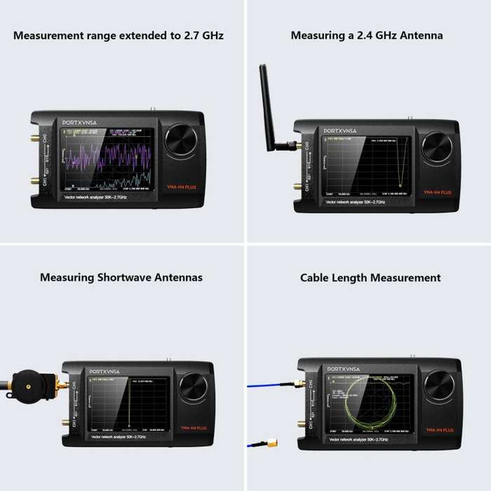 PORTXVNSA VNA-H4 Plus 4 inch IPS Screen Portable Handheld Vector Antenna Analyzer MF HF VHF UHF, ...
