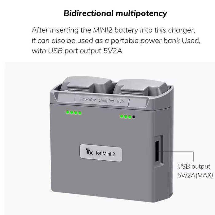 For DJI Mini 2 SE/Mini 2/Mini 4K YX Charger 2-way Battery Charging Hub(Gray)