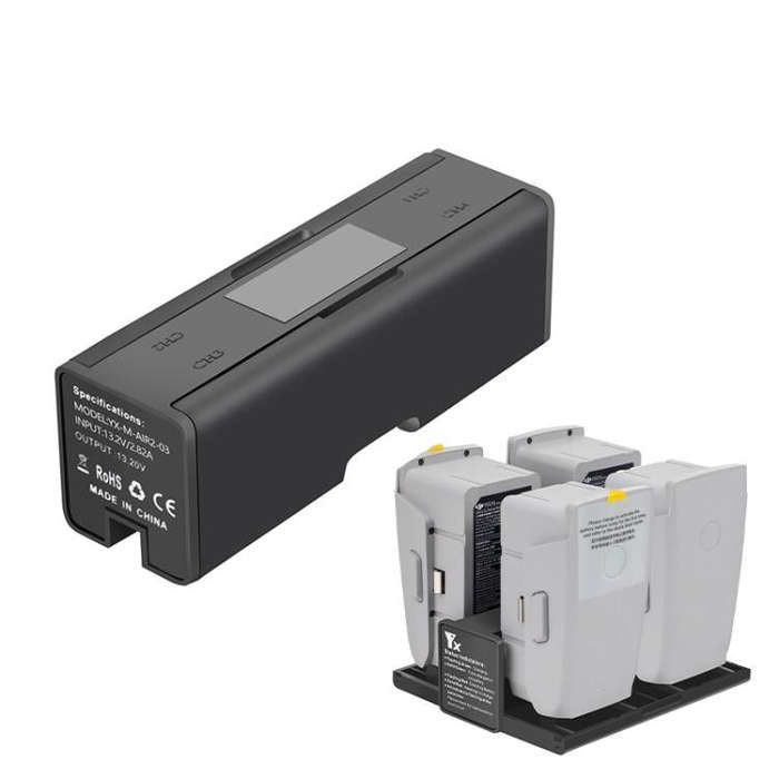 For DJI Mavic Air 2 YX Battery Charger Hub With LCD Display 4-Slot Intelligent Charging Station(B...