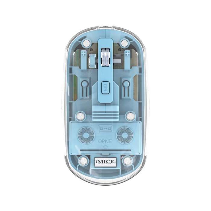 IMICE T400 4 Keys 1600DPI Dual-Mode Mouse Transparent Bluetooth Charging Wireless Silent Mice(Blue)