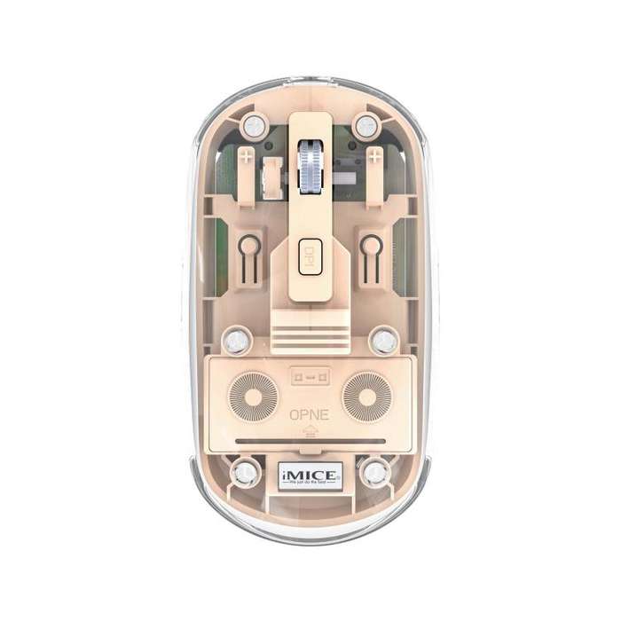 IMICE T400 4 Keys 1600DPI Dual-Mode Mouse Transparent Bluetooth Charging Wireless Silent Mice(Beige)