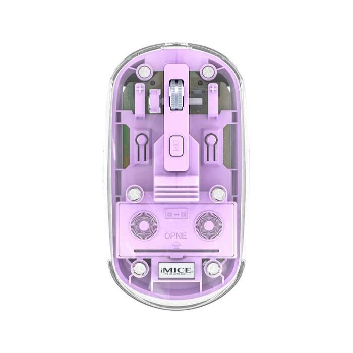 IMICE T400 4 Keys 1600DPI Dual-Mode Mouse Transparent Bluetooth Charging Wireless Silent Mice(Pur...