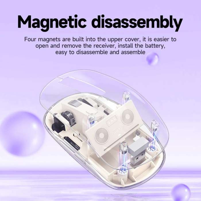 IMICE T400 4 Keys 1600DPI Dual-Mode Mouse Transparent Bluetooth Charging Wireless Silent Mice(Beige)