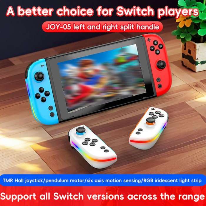 For Nintendo Switch JOY-05 Split Controllers TMR Hall Effect Joysticks, 6-Axis Motion & RGB Light...