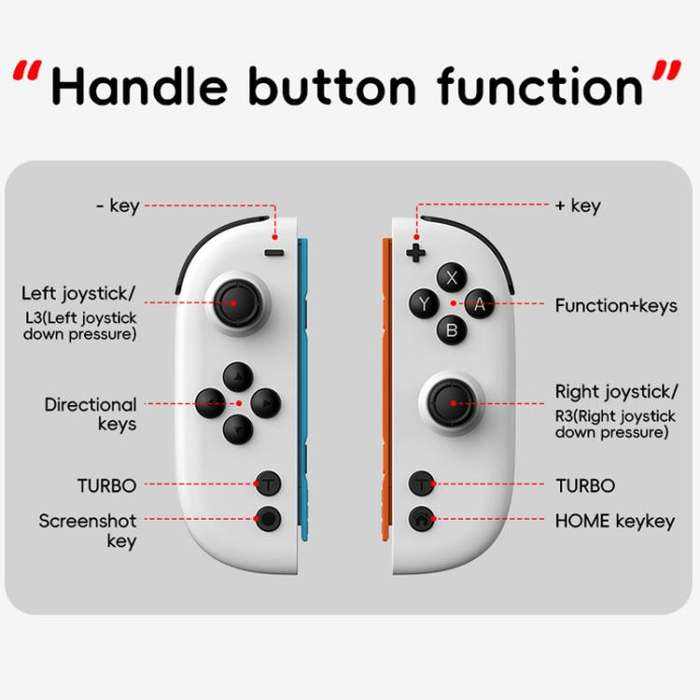 For Nintendo Switch JOY-05 Split Controllers TMR Hall Effect Joysticks, 6-Axis Motion & RGB Light...