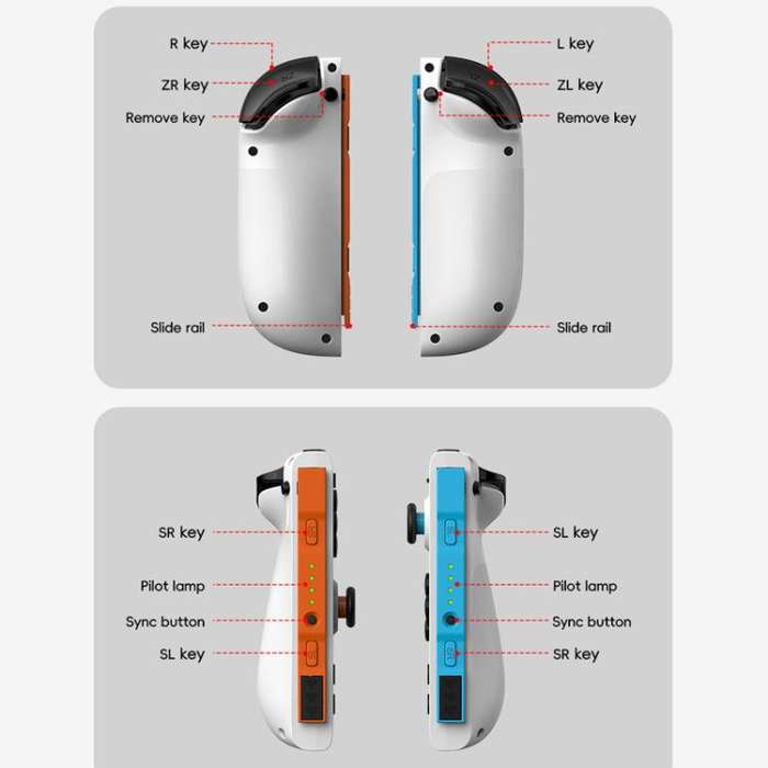 For Nintendo Switch JOY-05 Split Controllers TMR Hall Effect Joysticks, 6-Axis Motion & RGB Light...
