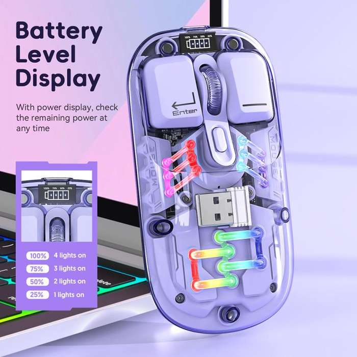 IMICE T300 4 Keys 1600DPI RGB Luminous Mouse Bluetooth Dual Mode Charging Wireless Silent Mouse W...