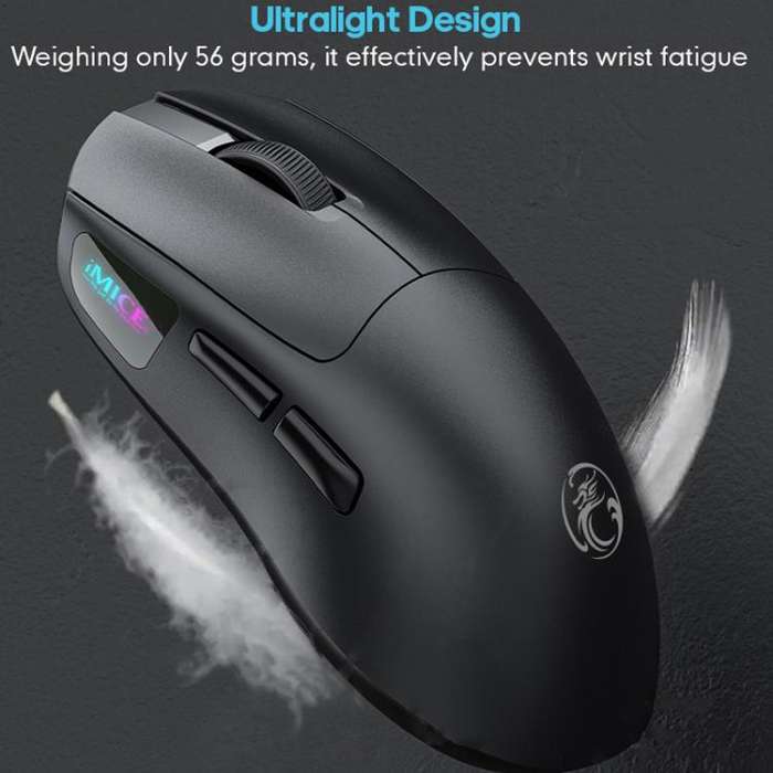 iMICE G900 6 Keys 12800DPI Gaming Mouse Rechargeable Tri-Ode Wireless Mouse(Black)