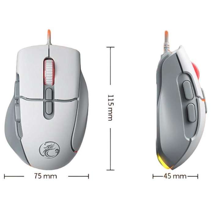 iMICE G800 7 Keys 7200DPI Wired Gaming Silent Mouse With LED Lighting(Black White)