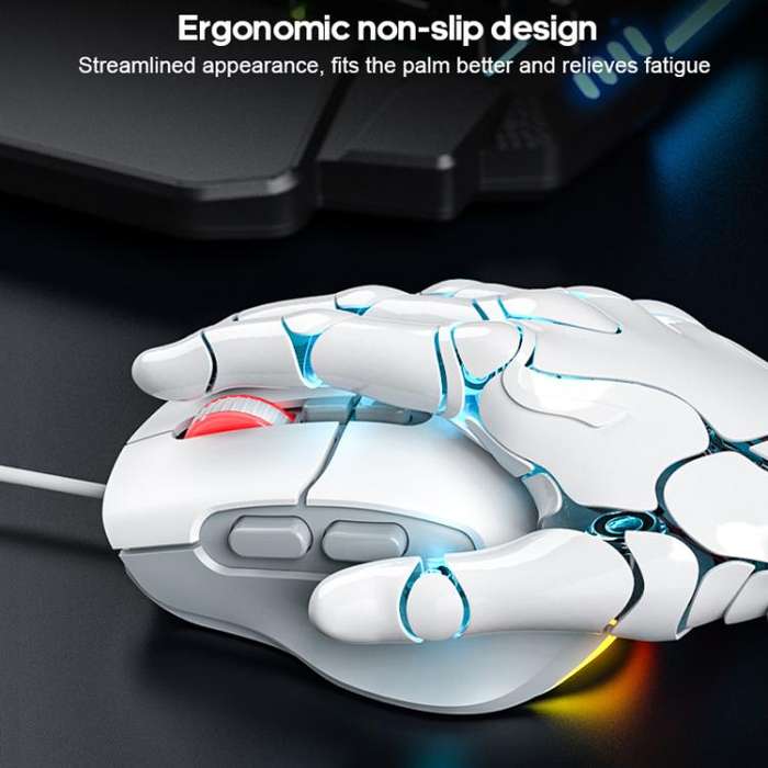 iMICE G800 7 Keys 7200DPI Wired Gaming Silent Mouse With LED Lighting(Black White)