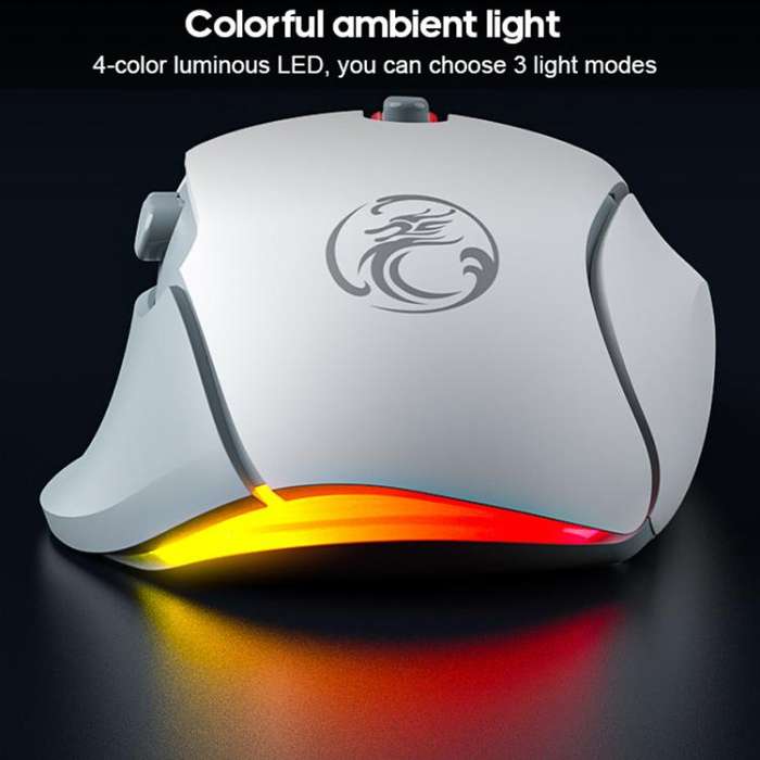 iMICE G800 7 Keys 7200DPI Wired Gaming Silent Mouse With LED Lighting(Black White)