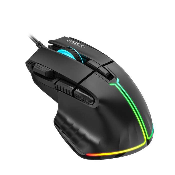 IMICE T50 8 Keys 12800DPI Wired Gaming Mouse With Adjustable DPI And RGB Lighting(Black)