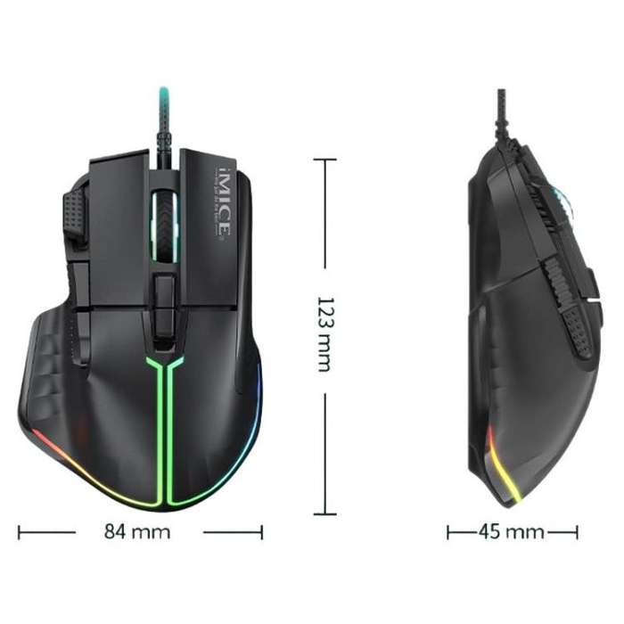 IMICE T50 8 Keys 12800DPI Wired Gaming Mouse With Adjustable DPI And RGB Lighting(Black)