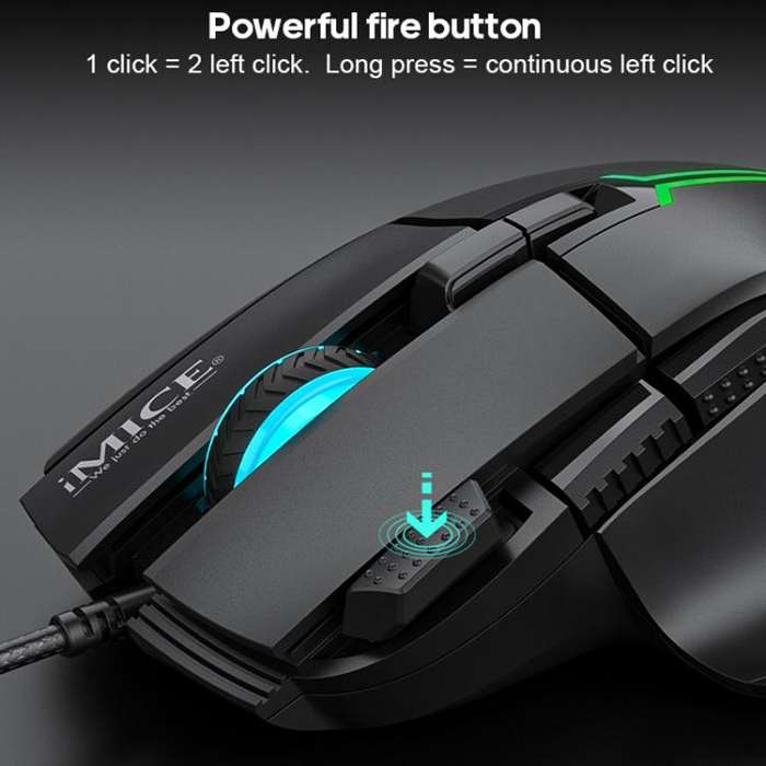 IMICE T50 8 Keys 12800DPI Wired Gaming Mouse With Adjustable DPI And RGB Lighting(Black)