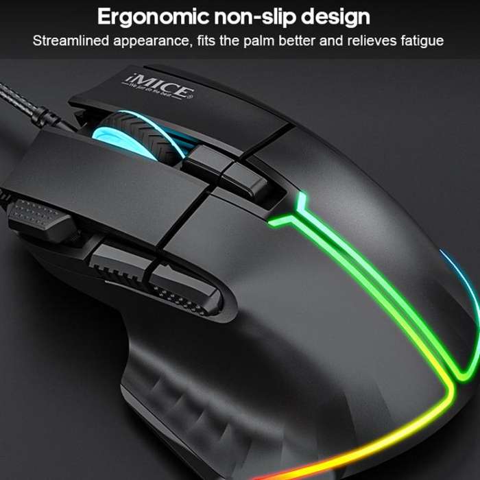 IMICE T50 8 Keys 12800DPI Wired Gaming Mouse With Adjustable DPI And RGB Lighting(Black)