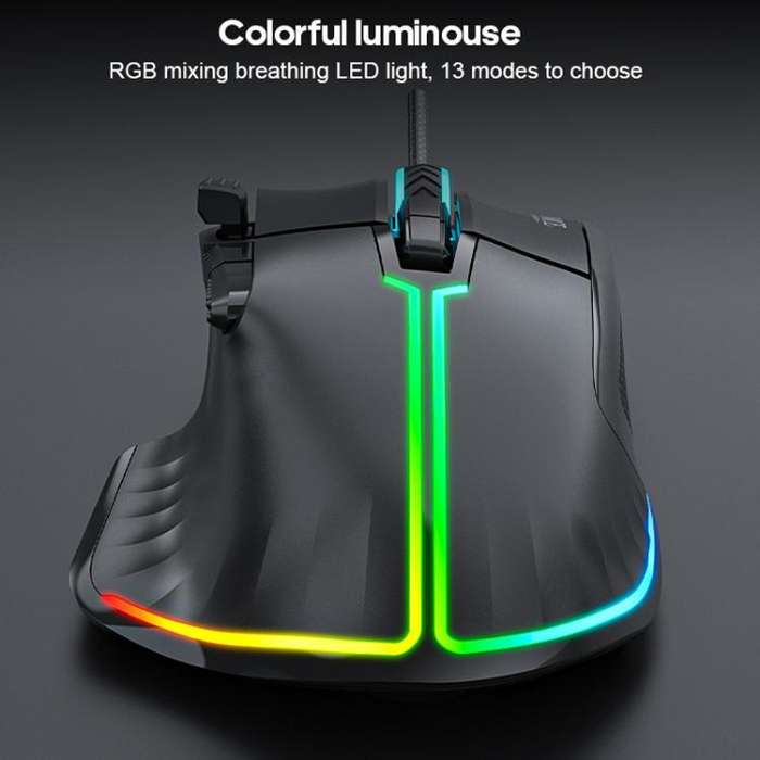 IMICE T50 8 Keys 12800DPI Wired Gaming Mouse With Adjustable DPI And RGB Lighting(Black)