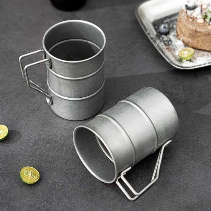 380ml  304 Stainless Steel Camping Mug Sandblasted Vintage Distressed Cup for Coffee, Beer, Outdo...