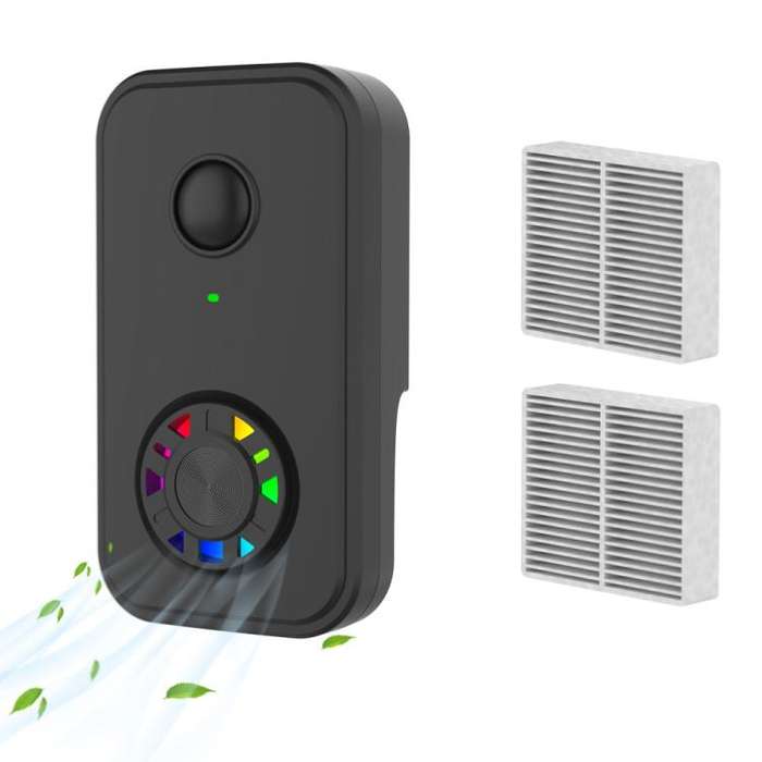 Negative Ion Air Purifier With Built-In Fan And 2 HEPA Filters For Indoor Bathroom Odor Removal U...