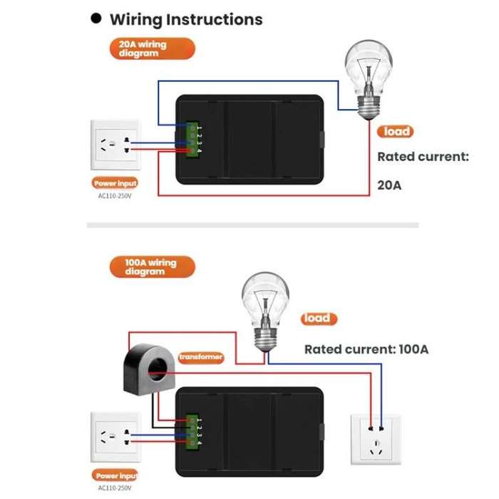 Multifunctional Electric Meter AC Digital Voltage Frequency Monitor, Specification: AC 100A 22000...