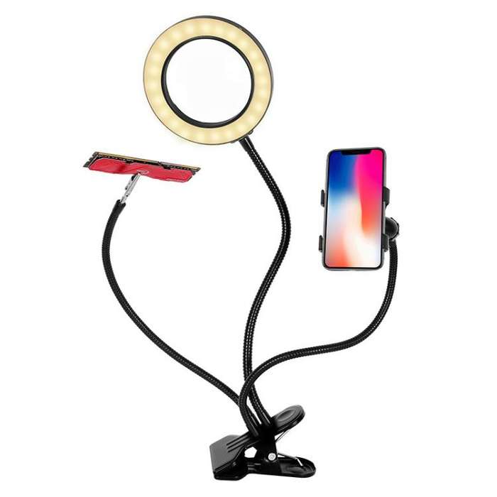 10X 72LEDs Optical Magnifying Glass Hose Type Mobile Phone Holder(Black)