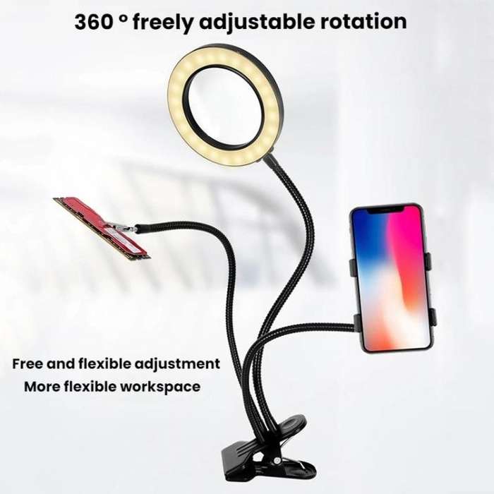10X 72LEDs Optical Magnifying Glass Hose Type Mobile Phone Holder(Black)