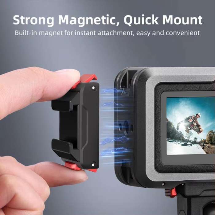 For DJI Osmo Action 5 Pro/Action 4/Action 3 Magnetic Quick Release Adapter with Cold Shoe Mount B...