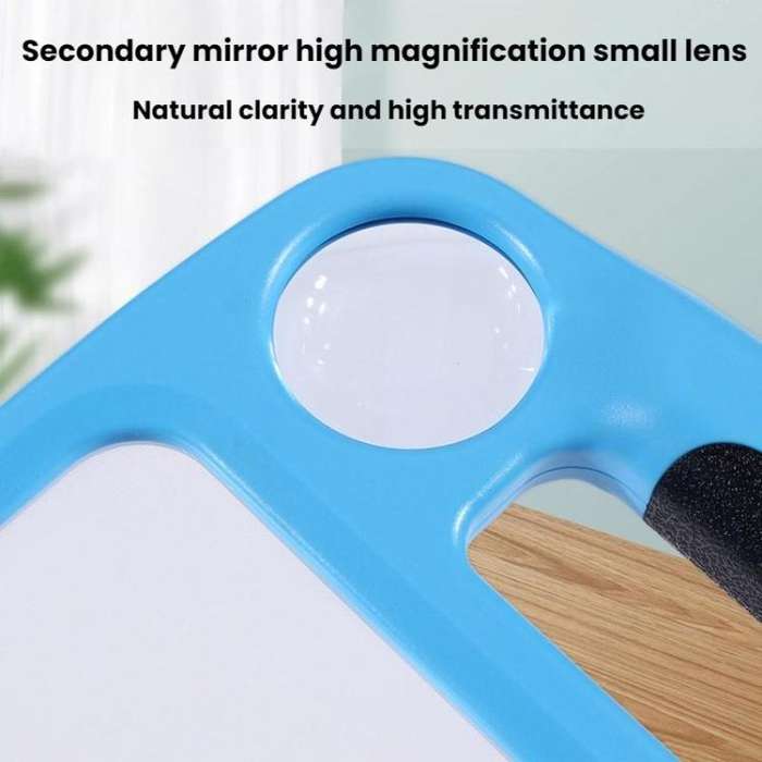 5/10X 48LEDs Magnifier 3 Colors Cold Warm Brightness Adjustment Handheld Loupe, Spec: Battery Blue